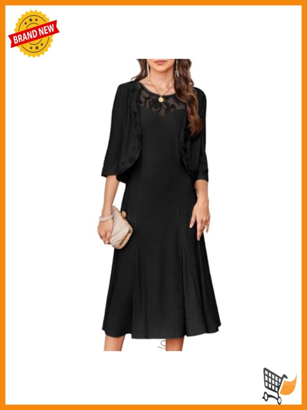 GRACE KARIN Mother of Bride Midi Dress with Lace Jacket Formal Wedding Guest